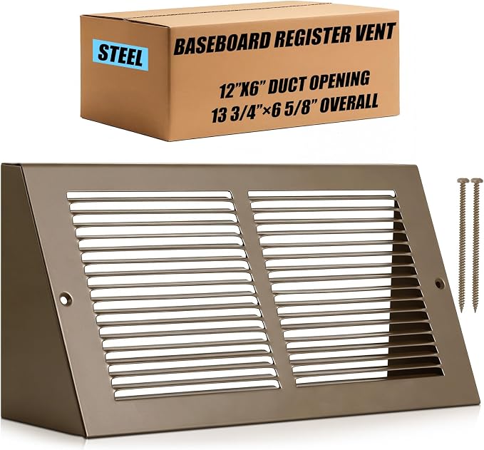 Honeydak 1 Pack Baseboard Register Vent Covers 12" x 6" Duct Opening by Honeydak