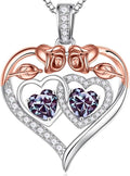 Iefil Valentines Day Gifts for Her - 925 Sterling Silver Rose Heart Necklaces for Women, Anniversary Birthday Gifts for Wife Girlfriend Mom