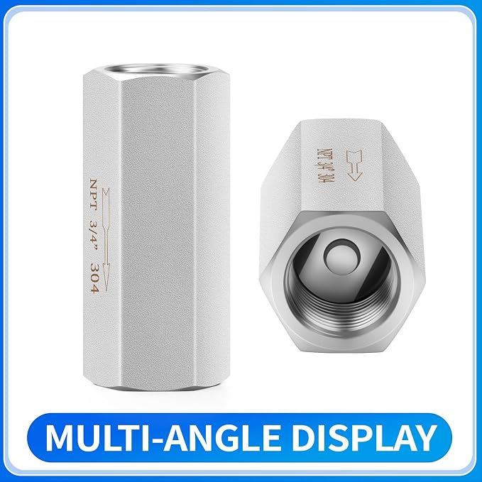 ChillWaves 304 Stainless Steel In-Line Siamese Check Valve 3/4" NPT Female - Image 3