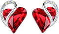 Leafael Infinity love Heart Birthstone Stud Earrings for Women, Valentine's Day Gifts for Mom, Wife, and Her, Silver Plated Birthday Jewelry