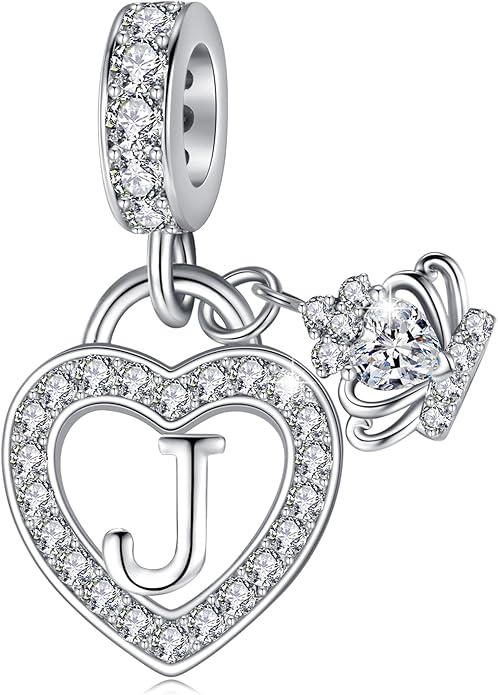 Letter Charms for Charms Bracelet: Silver Heart Alphabet Initial Dangle Charms Bead for Bracelets and Necklaces, Birthday Mother's Day Christmas Jewelry Gifts For Women