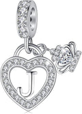 Letter Charms for Charms Bracelet: Silver Heart Alphabet Initial Dangle Charms Bead for Bracelets and Necklaces, Birthday Mother's Day Christmas Jewelry Gifts For Women