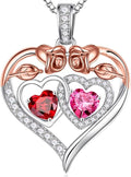Iefil Valentines Day Gifts for Her - 925 Sterling Silver Rose Heart Necklaces for Women, Anniversary Birthday Gifts for Wife Girlfriend Mom