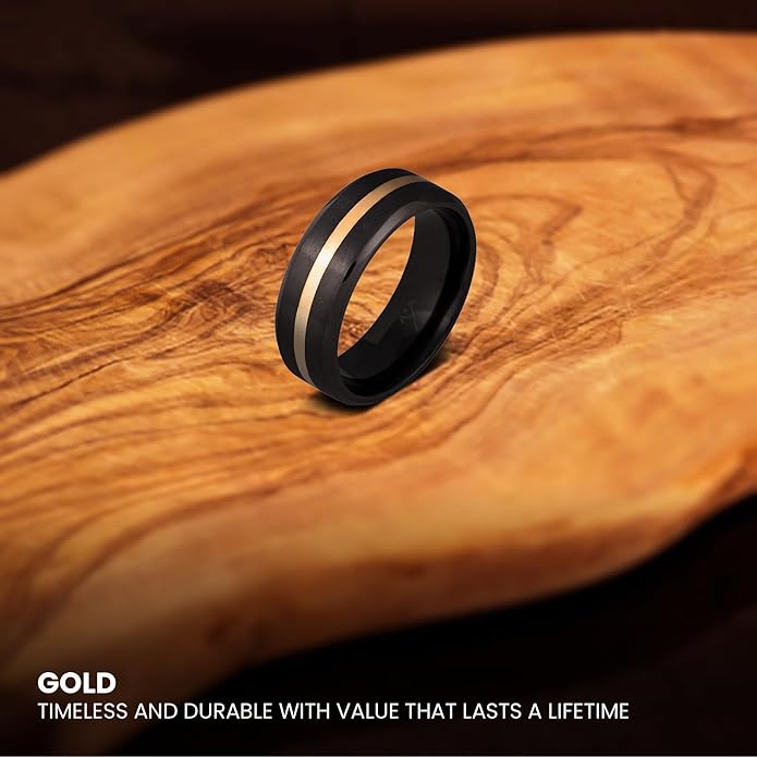 Manly Bands: Mens Black Plated Tungsten and Black Zirconium Wedding Bands and Rings - Comfort Fit and Stylish Black Rings for Men, Free Silicone Ring Included