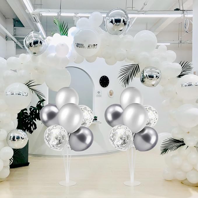 ZJDHPTY 4Set Silver Balloon Stand Table Centerpieces Party Decor | 25th Wedding - Image 5