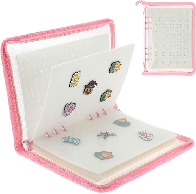 Pin Bag, Portable Pin Display Book, Ideal for Pins, Brooches Storage, Pink White