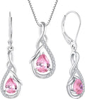 STARCHENIE 925 Sterling Silver Necklace Dangle Earrings for Women Infinity Twisted Teardrop Pendant October Birthstone Created Pink Tourmaline Jewelry Set