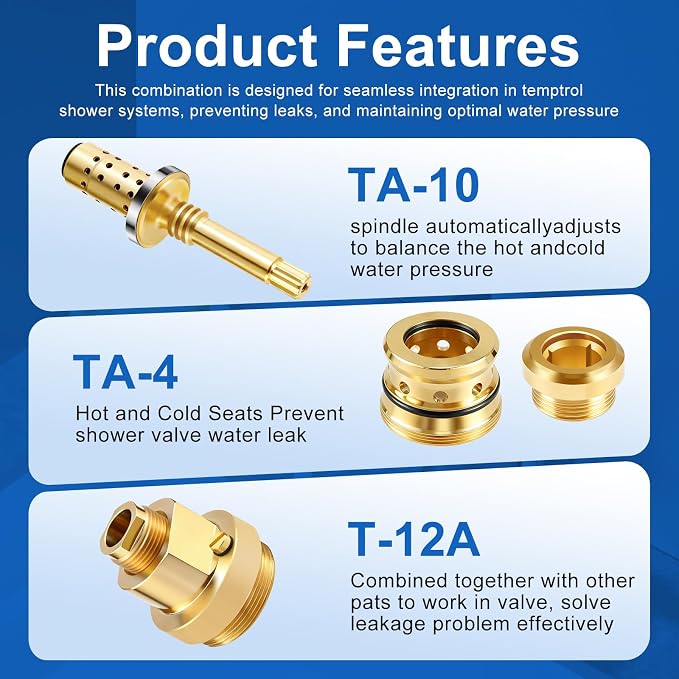 1 Set Shower Valve Rebuild Kit, TA-10 Flow Control Spindle & TA-4 Hot and Cold - Image 3