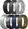 Egnaro Men's Rings 8.5mm Wide-2mm Thick Inner Arc Ergonomic Breathable Rubber Wedding bands-Hypoallergenic for Gym/Outdoor/Gift((1-7 Variety Pack with Half Size)