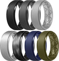 Egnaro Men's Rings 8.5mm Wide-2mm Thick Inner Arc Ergonomic Breathable Rubber Wedding bands-Hypoallergenic for Gym/Outdoor/Gift((1-7 Variety Pack with Half Size)