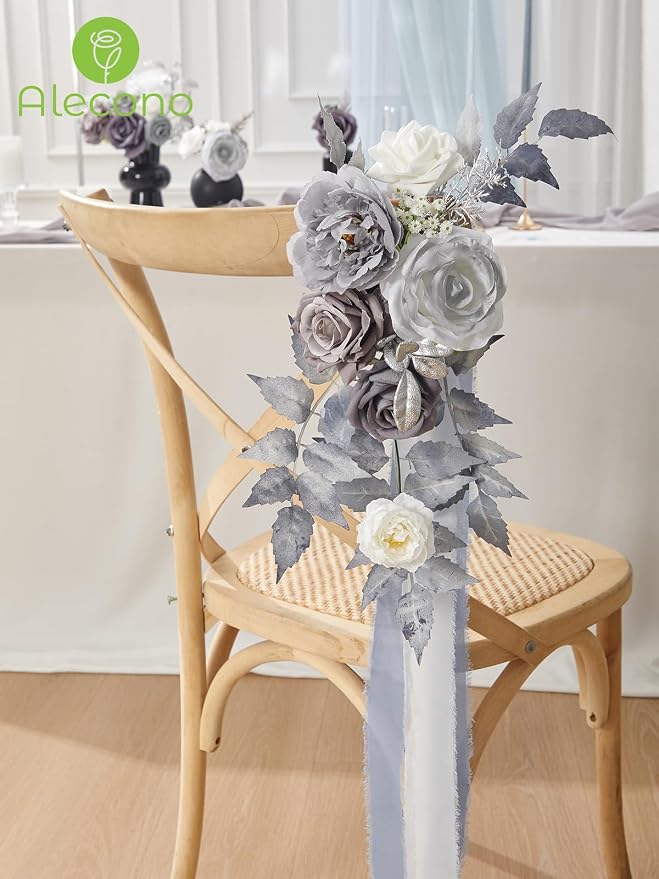 Alecono Silver Artificial Flowers, Cake Decor, Table Centerpiece, Baby Shower & - Image 8