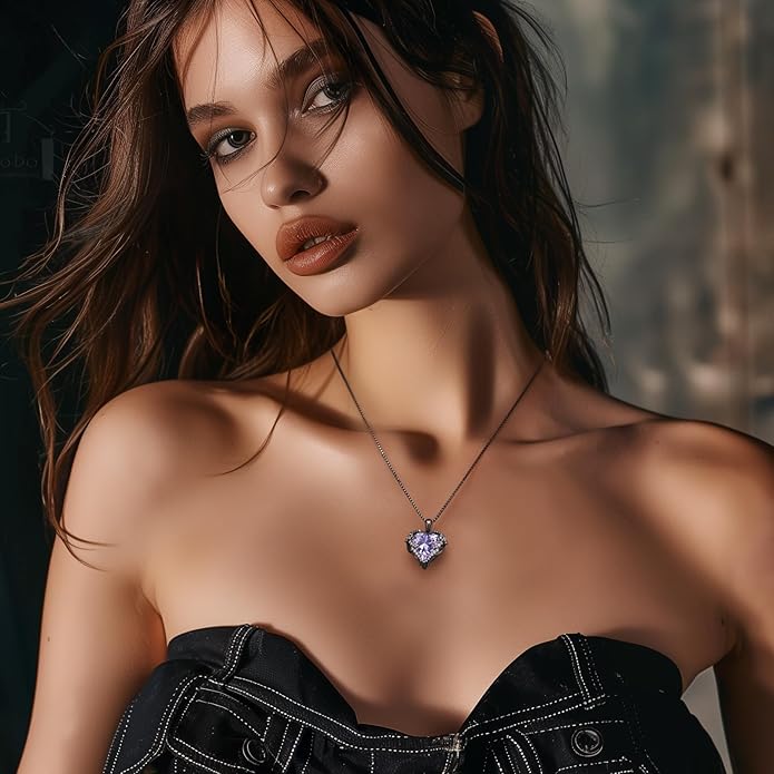 CDE Valentines Day Gifts for Women Angel Wings Necklace for Women with Birthstone, Love Heart Silver Tone/Gold Tone Pendant, Ideal Anniversary or Birthday Jewelry Gifts for Wife Girlfriend Her