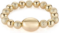HZMAN Gold-Plated Brass Stretch Bracelet One-Size-Fits-All Wrist Bead Accents Beach & Daily Wear Lightweight & Hypoallergenic Jewelry Gift for Women