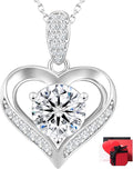 KRKC Moissanite Heart Necklace for Women, 1-3 Carat Lab Created Diamond Pendant, 14K/White Golden Plated S925 Sterling Silver Chains, Valentines Day Christmas Birthday Gifts for Her Wife Anniversary