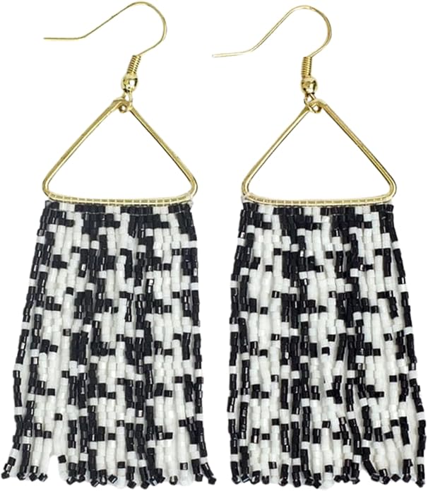 INK+ALLOY Game Day Earrings for Women, Luxe Beaded Fringe Earrings for Football Gameday Outfits, Handmade Jewelry for College Students, Team Gifts, Teachers, Football Moms