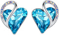 Leafael Infinity love Heart Birthstone Stud Earrings for Women, Valentine's Day Gifts for Mom, Wife, and Her, Silver Plated Birthday Jewelry