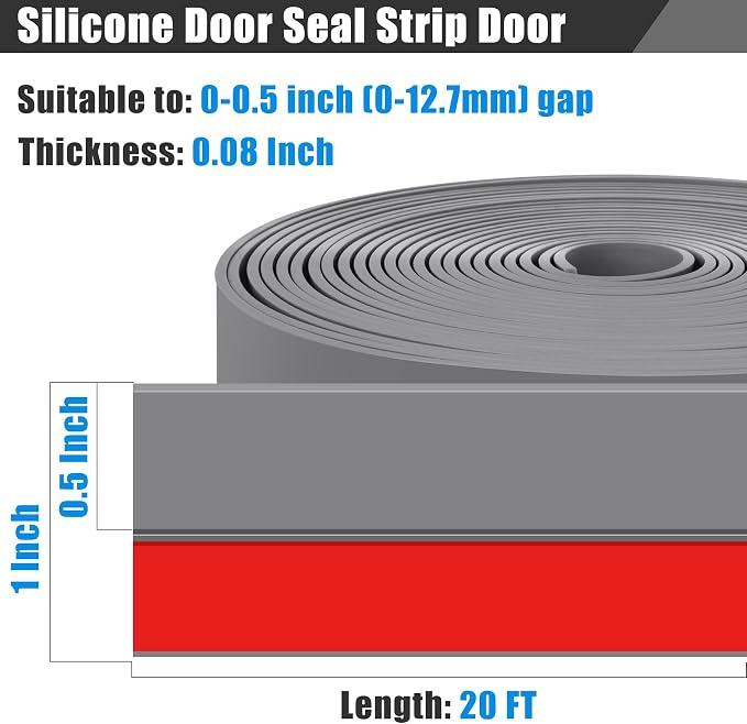 Draft Seal Tape for Doors and Windows 1 in x 20 Ft Silicone Weather Stripping - Image 2
