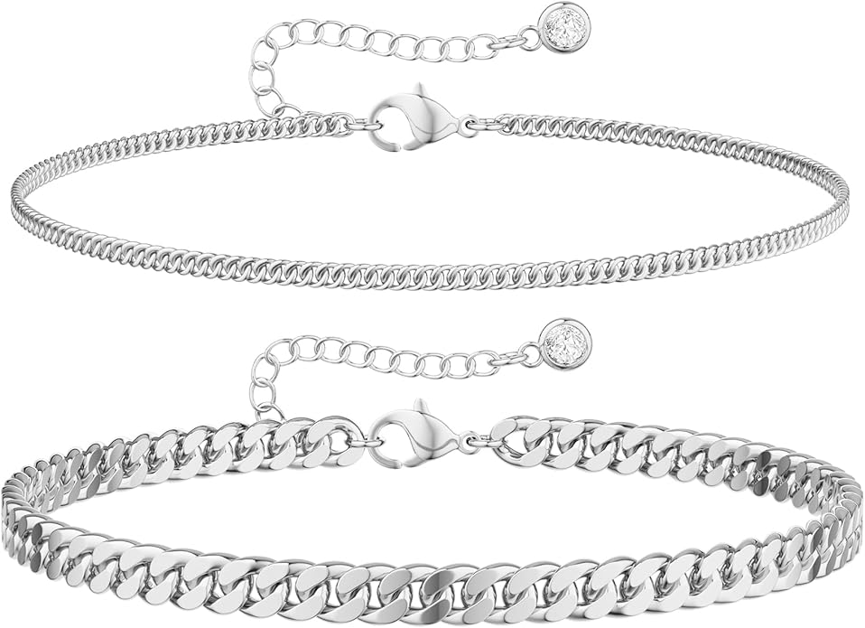 DEARMAY Dainty 14K Gold Plated Ankle Bracelets for Women, Waterproof 14K Gold Plated Link Chain Anklets Non Tarnish Set Pack Summer Beach Jewelry Gift