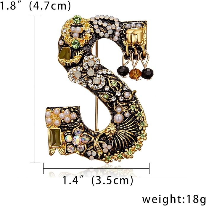 Crystal Pearl Initial Brooches Pins Gold Letter A-Z Lapel Pin Enamel Colorful Alphabet Letter Breastpin Pin Jewelry for Women Girls