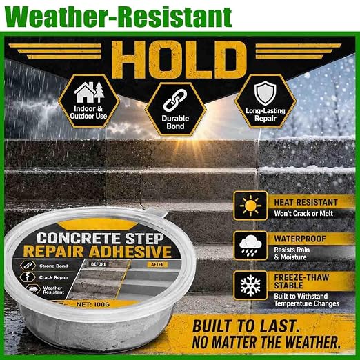 Concrete Step Repair Adhesive, Concrete Crack Filler Outdoor 100g，2pcs | Heavy - Image 4
