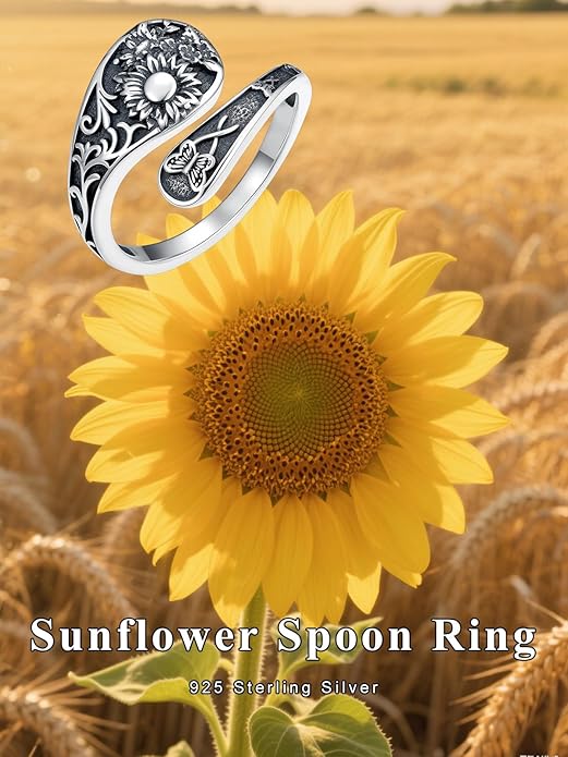 Vintage Adjustable Thumb Rings 925 Sterling Silver Sunflower/Red Cardinal/Butterfly/Turtle/Skull Ring Jewelrry for Women Men