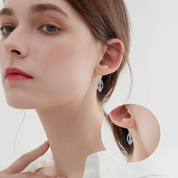 Abalone Shell Dangle Drop Earrings for Women 925 Sterling Silver Filigree Bohemian Earrings Jewelry Gift