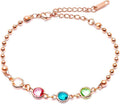 MignonandMignon Custom Birthstone Bracelet for Women, Personalized Beaded Chain Jewelry, Birthday, Gift for Friends, Adjustable Bracelet with Birth Month Stones – B-BR-2HBS