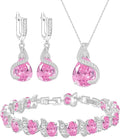 GZWHD Jewelry Set for Women Water Drop Cubic Zirconia Artificial Crystal Earrings Pendant Necklace Open Ring Tennis Bracelet Wedding Anniversary Birthday Engagement Gift for Bridesmaid Wife Girlfriend Friend