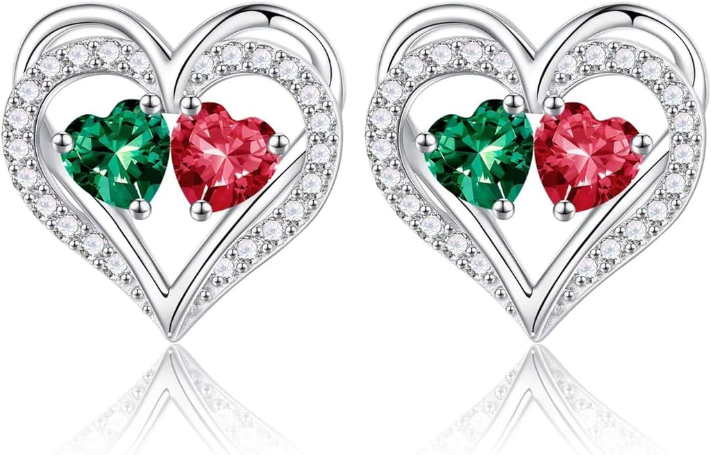 Iefil Valentines Day Gifts for Her - 925 Sterling Silver Birthstone Earrings, Anniversary Birthday Gifts for Women Wife Girlfriend Mom