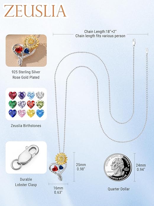 Valentine's Day Gifts for Wife 925 Sterling Silver Double Birthstone Pendant Necklaces I Love You for Always and Forever Necklace Anniversary Birthday Gifts for Wife Girlfriend Mom Her
