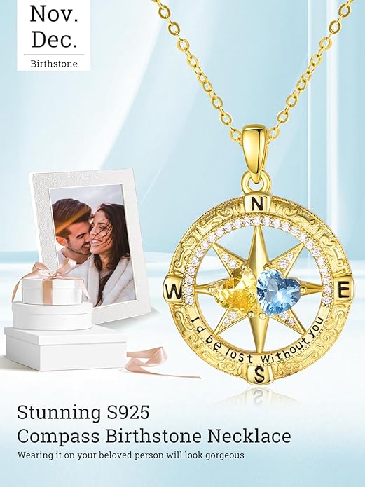 Valentine's Day Gifts for Wife 925 Sterling Silver Double Birthstone Pendant Necklaces I Love You for Always and Forever Necklace Anniversary Birthday Gifts for Wife Girlfriend Mom Her