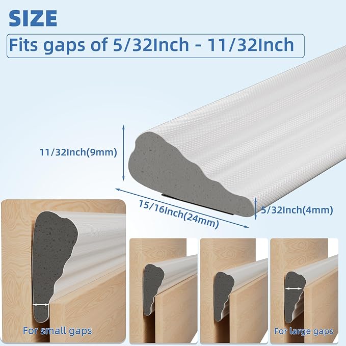 Kneelisa Wedge-Shape Window Weather Stripping Door Frame Seal 196” White | - Image 2