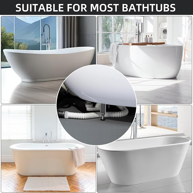 Flexible Bathtub Drain Pipe, Upgraded No-leak Low Profile 1 1/2 P Flat Drainage - Image 5