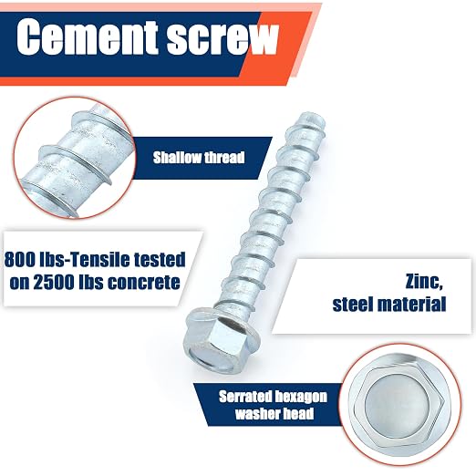 Tandefio 160 Pack 3/8 x 2-1/2" Concrete Anchors and Screw Kits Galvanized | - Image 3