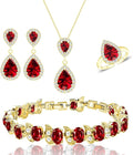 LMXXVJ Teardrop Jewelry Set for Women，Necklace Earrings Adjustable Ring Bracelet Set Fashion Formal Platinum/Gold/Rose Gold Jewelry Gift Girl/Mom/Wife/Grandmother/Best Friend/Aunt