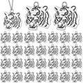 30pcs Tiger Head Charm Animal Tiger Pendants Alloy Tigers Charm Beads Dangle Charms for Jewelry Making Necklace Bracelet Keychain Earring DIY Craft Accessories