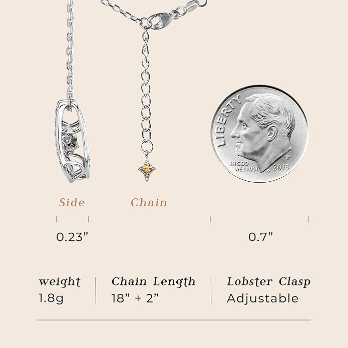 ARINZA Moissanite Necklace for Women, 1 Ct 925 Sterling Silver Dancing Diamond Pendant, 18+2 Inch Chain, Valentine’s Day Christmas Gift for Her, Wife, Mom, Anniversary, Birthday