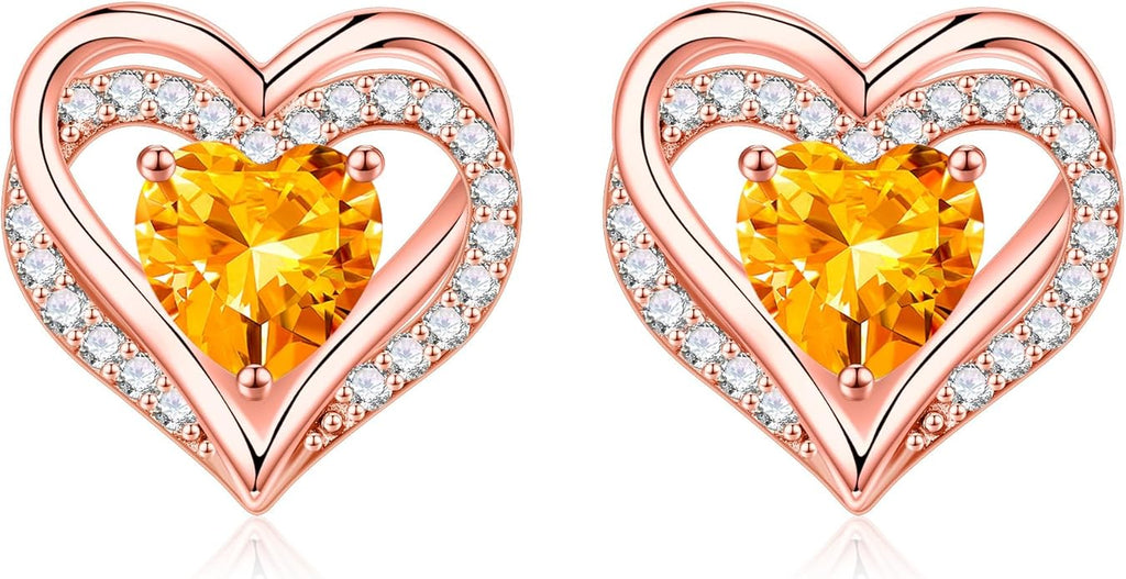 Iefil Valentine Day Gifts for Her - 925 Sterling Silver Heart Stud Earrings Birthday Gifts for Women