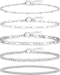 adoyi Valentines Day Gifts for Her Gold Bracelets for Women, 14K Gold Plated Stackable Bracelet Stack Set Adjustable Charm Paperclip Chain Cuban Link Layered Waterproof Jewelry Sets Gifts for Womens