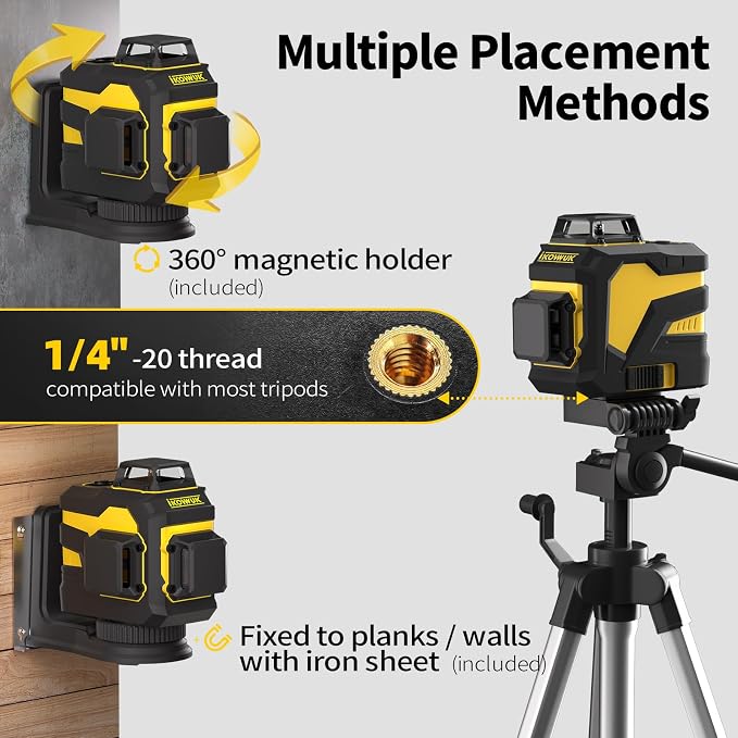 Laser Level with 12 Green Lines, Built-in 5200 mAh Li-ion Battery | 3×360° Full - Image 5
