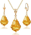 EVEVIC Austrian Crystals Baroque Pendant Necklace Earrings for Women 14K Gold Plated Hypoallergenic Leverback Drop Dangle Earrings Jewelry Set