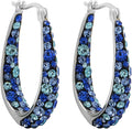 Savlano 14K White Gold Plated Inside Out Crystal Hoop Earrings For Women Comes With Savlano Gift Box