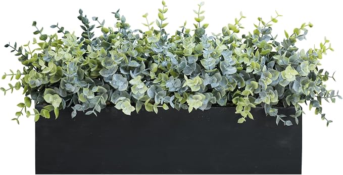 Winlyn 14" Artificial Eucalyptus Arrangement Faux Eucalyptus Plants in Black by Winlyn
