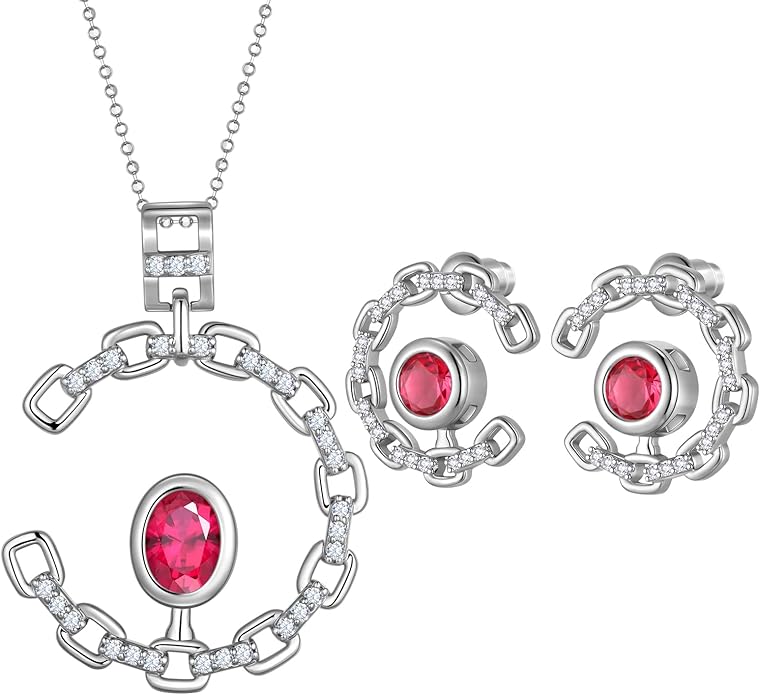 Elegant C-Shaped Crystal Necklaces/Stud Earrings Set with Birthstone Jewelry Set Silver Plated Fashion Jewelry for Women CS0003