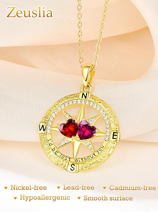 Valentine's Day Gifts for Wife 925 Sterling Silver Double Birthstone Pendant Necklaces I Love You for Always and Forever Necklace Anniversary Birthday Gifts for Wife Girlfriend Mom Her