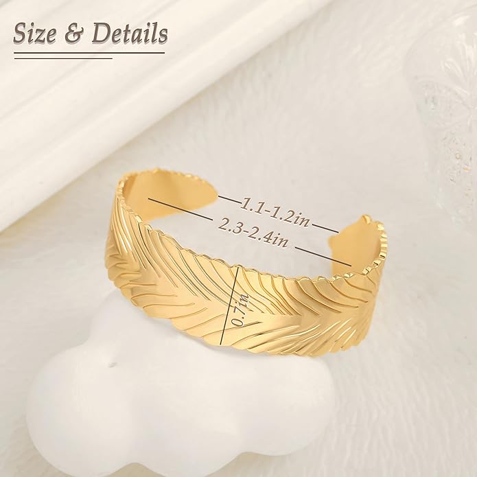 PERNNLA PEARL Dainty Gold Bar Bracelet for Women Simple Delicate Thin Cuff Bangle Hook Bracelet 18K Gold Plated Handmade Minimalist Jewelry