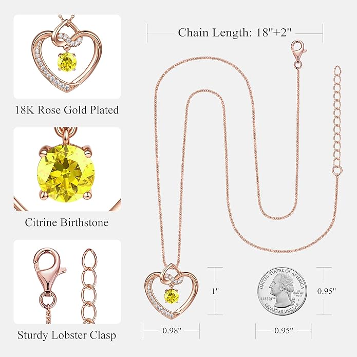 Heart Birthstone Necklaces Gifts for Women Wife, Jewelry for Women Wedding Anniversary Birthday Gifts for Wife Girlfriend Mom Christmas Valentines Gifts S925 Sterling Silver