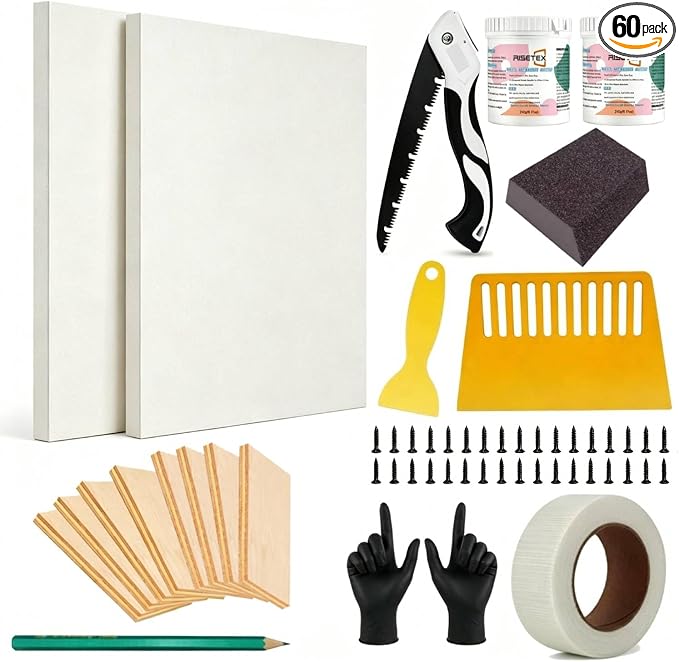 60 Pcs Drywall Repair Kit for Large Holes, 12x12 Drywall Patch Kit by RISETEX