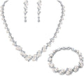 EVER FAITH Simulated Pearl Crystal Bridal Necklace Earrings Bracelet Set Clear