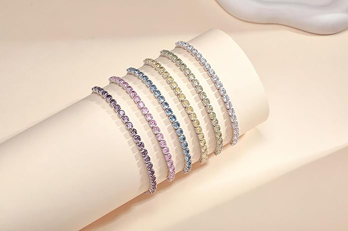 SUNFEEL Birthstone Bracelet Jewelry for Women Sterling Silver with Gold Plated Tennis Bracelet Classic Bolo Adjustable Chain Anniversary Birthday Gifts for Women Mom Wife Her